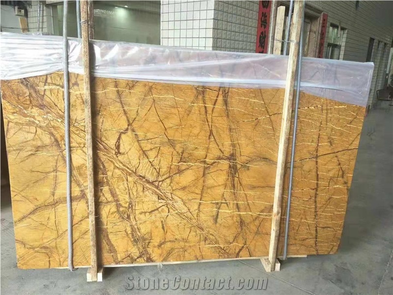 Exotic Golden Brown Rainforest Brown Marble Slabs