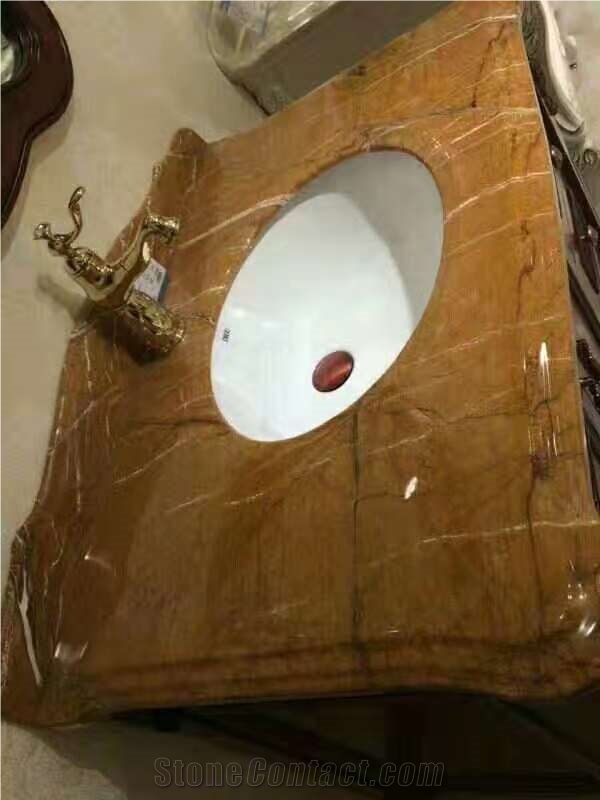 Exotic Golden Brown Rainforest Brown Marble Slabs