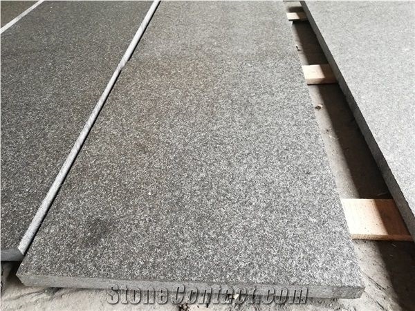 Flamed Brushed Black Basalt Pavers