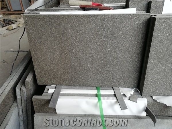 Flamed Brushed Black Basalt Pavers