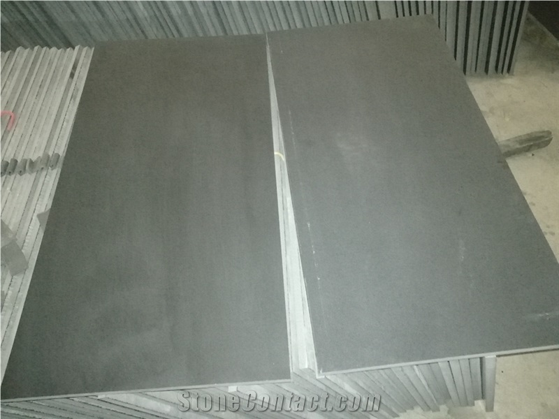 Honed Hebei Pure Black Basalt Stone Tiles Slabs
