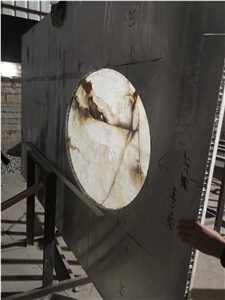 Lightweight Honeycomb-Backed Snow White Onyx Slabs