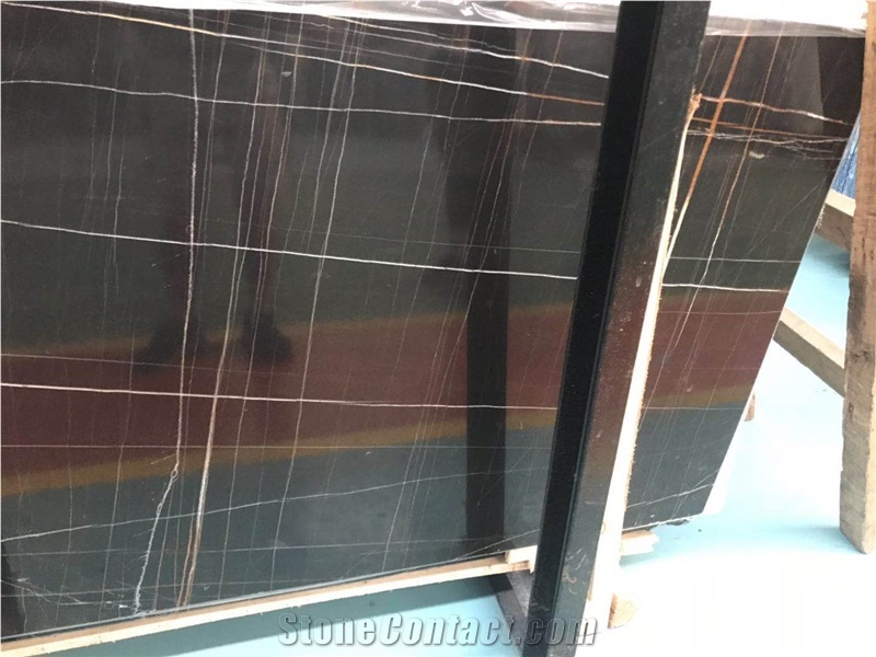 Marmo Nero Sahara Noir Black Gold Marble Slab Tile