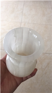 Pure White Onyx Marble Vases Monumental Accessory