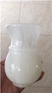 Pure White Onyx Marble Vases Monumental Accessory