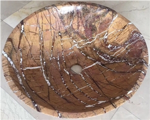 Rain Forest Brown Marble Oval Basins Wash Bowls
