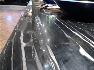 Silver Portoro Marble Prefab Kitchen Countertops