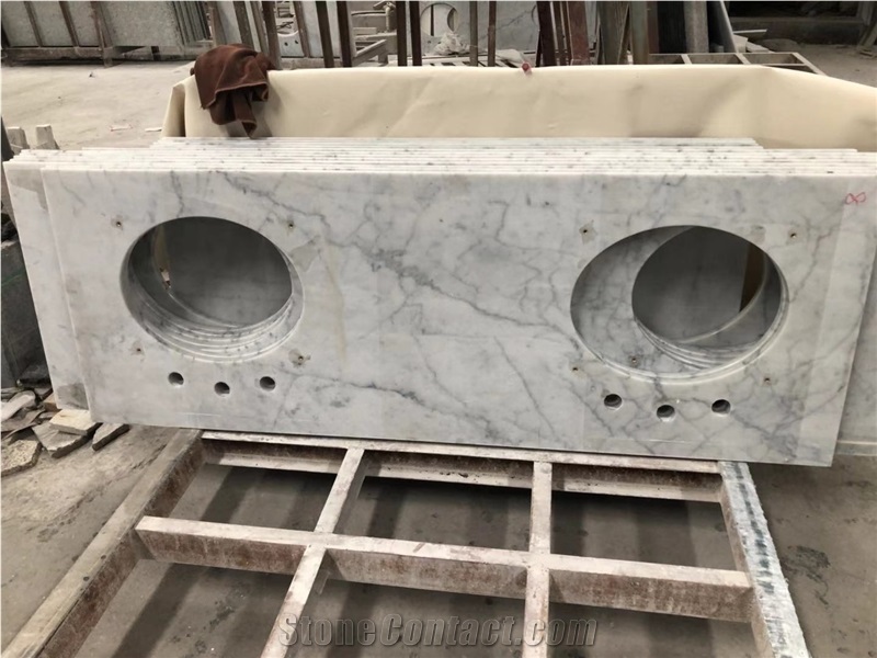 Solid Surface Carrara White Marble Bathroom Top