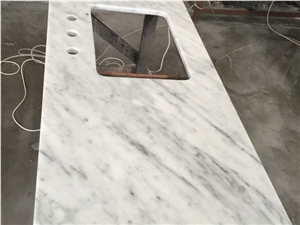 Bianco Carrara White Marble Prefab Bath Vanity Top