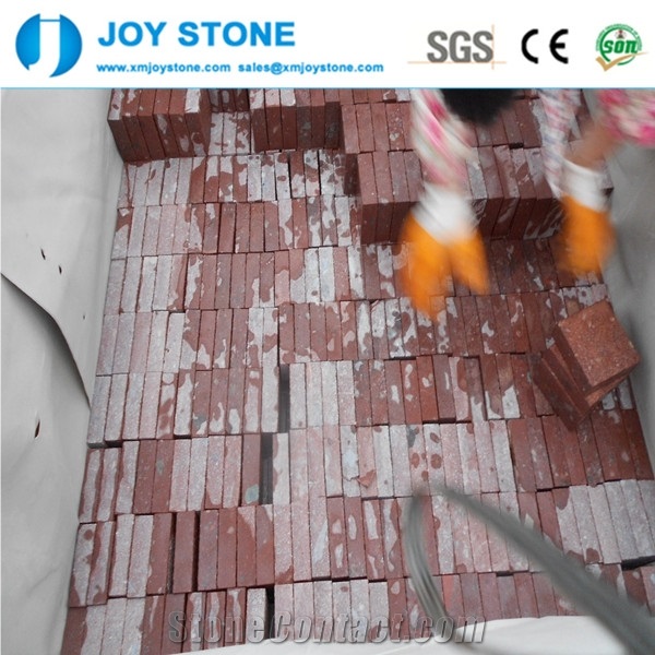 Dayang Red Porphyry Granite Mesh Backed Pavers
