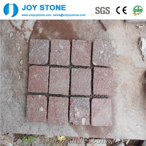 Dayang Red Porphyry Granite Mesh Backed Pavers