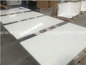 Durable Marble-Like Veins White Quartz Table Tops