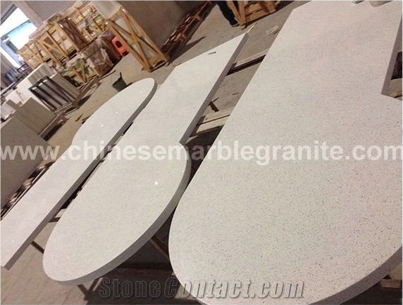 Galaxy Glass Mixed Single White Quartz Table Tops