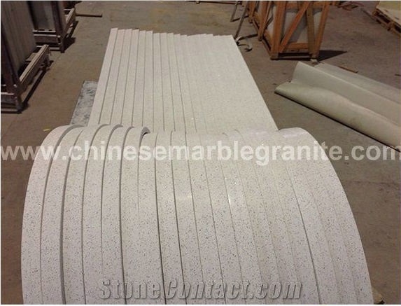 Galaxy Glass Mixed Single White Quartz Table Tops