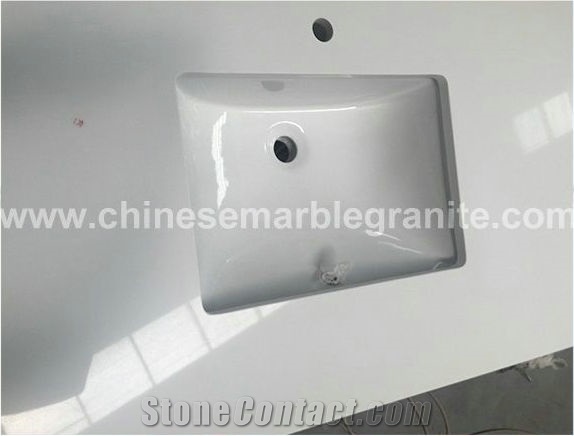 Glazing Pure White Quartz Vanity Tops, Bath Tops