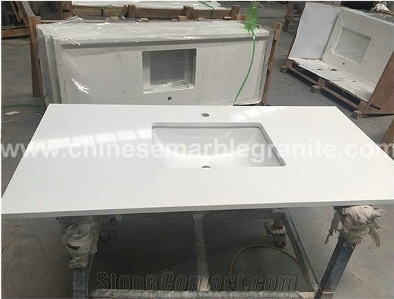 Glazing Pure White Quartz Vanity Tops, Bath Tops