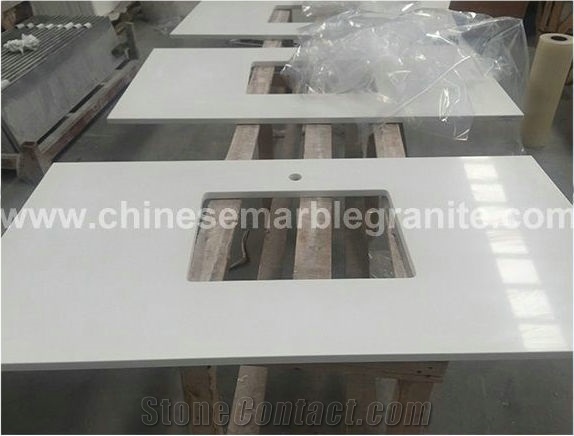 Glazing Pure White Quartz Vanity Tops, Bath Tops