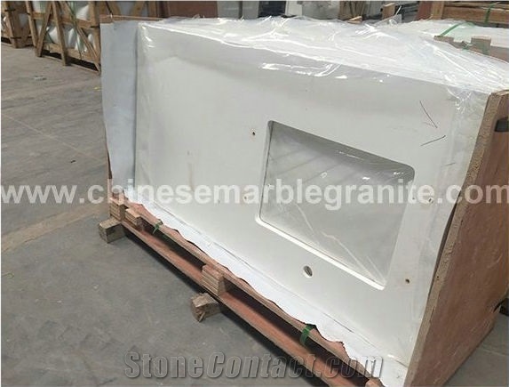 Glazing Pure White Quartz Vanity Tops, Bath Tops