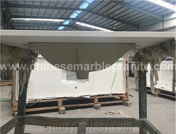 Glazing Pure White Quartz Vanity Tops, Bath Tops