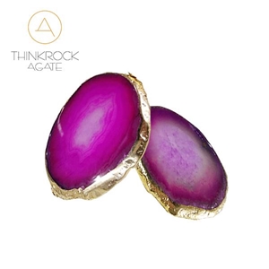 Gold Plated Rose Agate Coasters Agate Cup Mat
