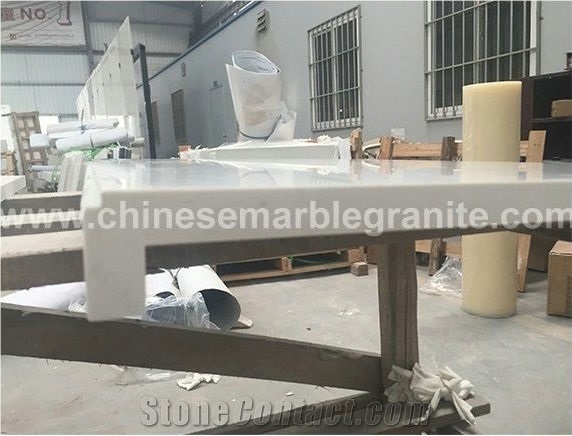 Marble Veins White Quartz Rectangle Table Tops