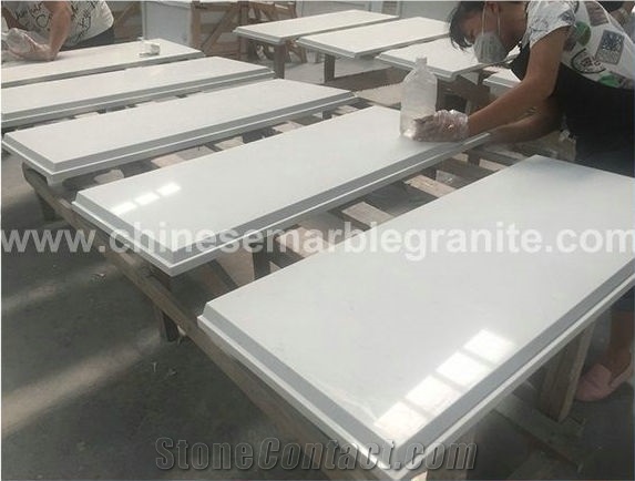 Marble Veins White Quartz Rectangle Table Tops