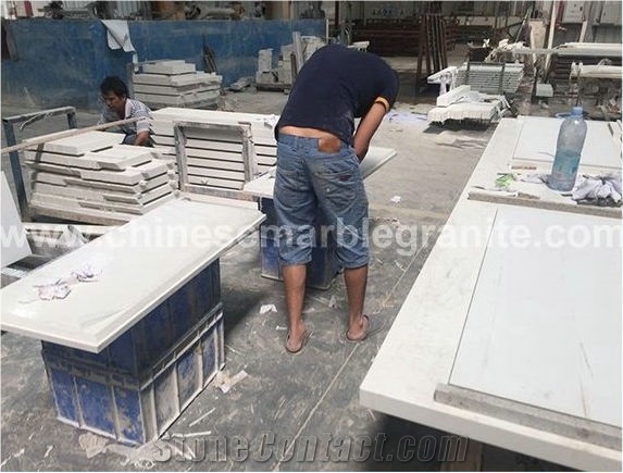Marble Veins White Quartz Rectangle Table Tops