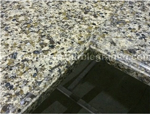 Mixed Yellow Quartz Kitchen Peninsula Countertops