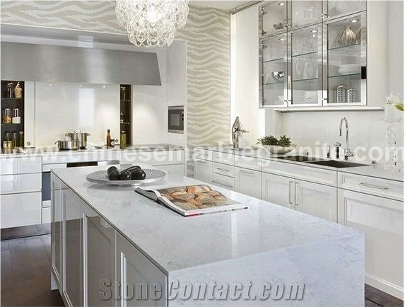 Pinpoinl Snow Marble Veins White Quartz Tiles