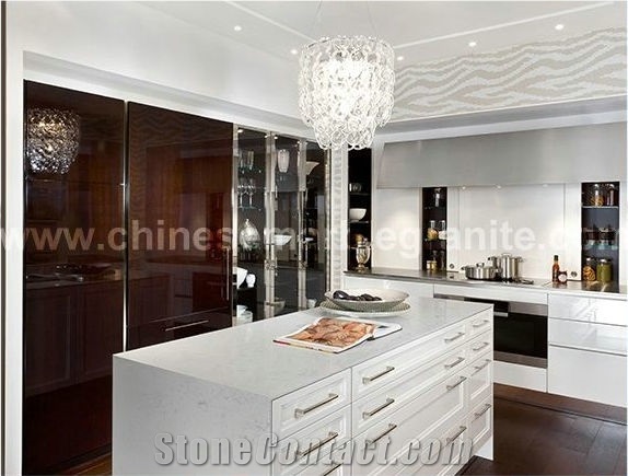 Pinpoinl Snow Marble Veins White Quartz Tiles