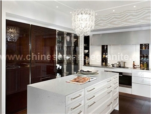 Pinpoinl Snow Marble Veins White Quartz Tiles