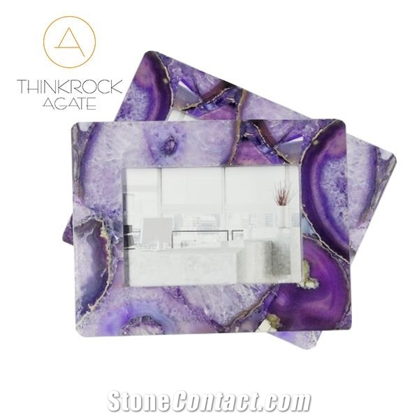 Purple Agate Semiprecious Stone Photo Frame