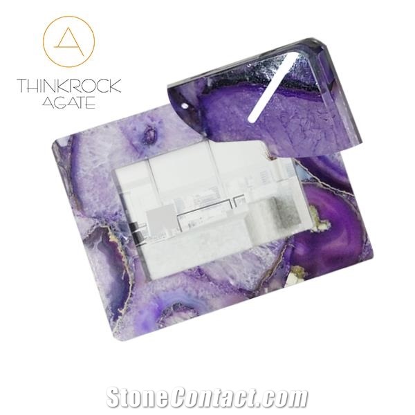 Purple Agate Semiprecious Stone Photo Frame