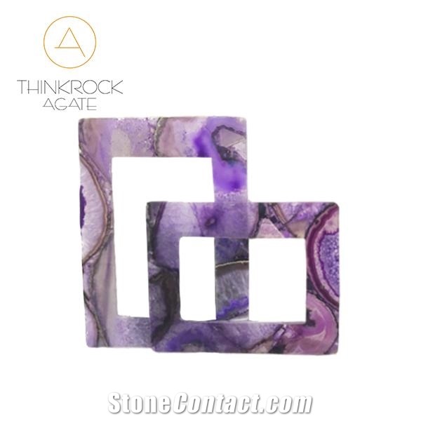 Purple Agate Semiprecious Stone Photo Frame