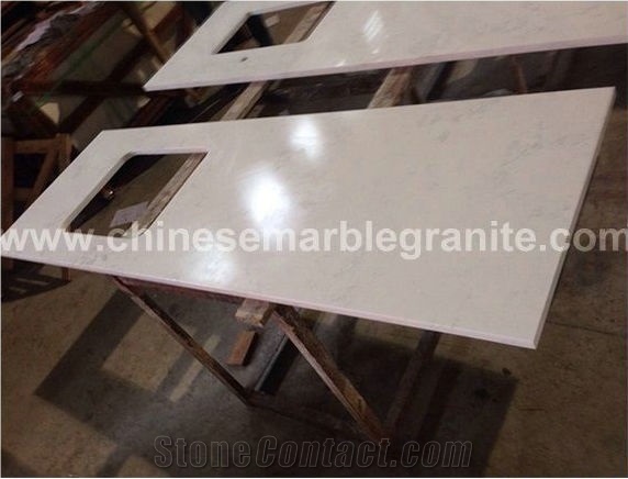 Snowflake Marble Veins White Quartz Countertops
