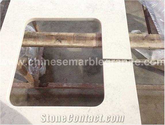 Snowflake Marble Veins White Quartz Countertops