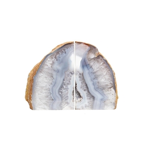 Solid Roca Moda Polished Grey Agate Bookends