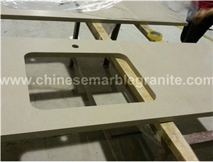 Thicken Pure Light Grey Quartz Kitchen Countertops