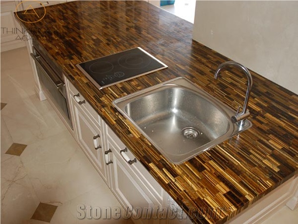Tiger Eye Semi-Precious Slab Vanity Top Countertop