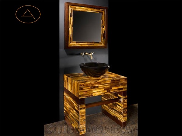 Tiger Eye Semi-Precious Slab Vanity Top Countertop