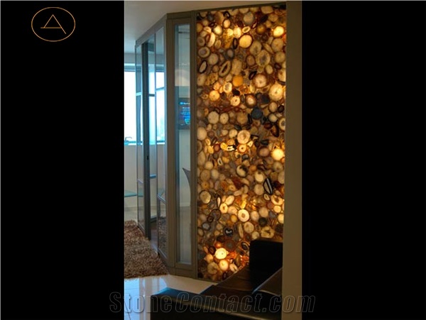 Yellow Agate Semi-Precious Stone Slabs Wall Panels