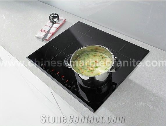 Yukon Flower Marble Veins White Quartz Tiles, Slab