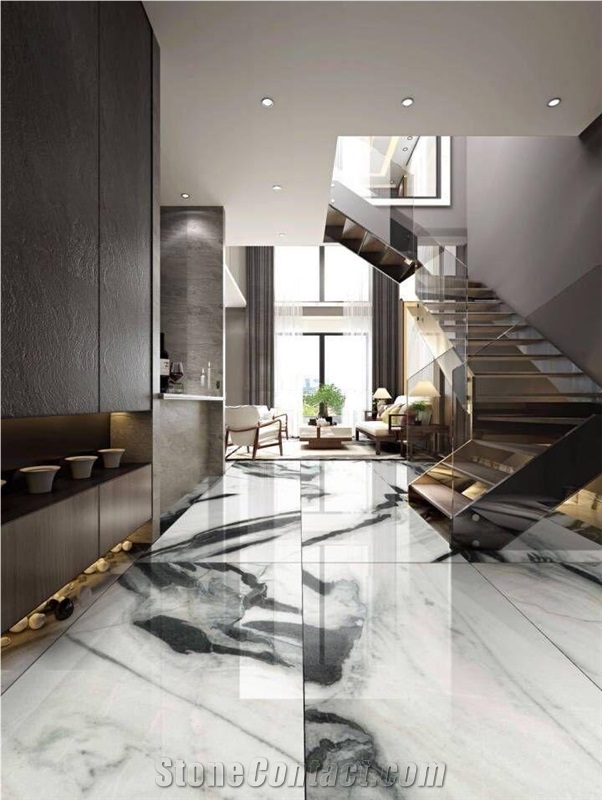 Exotic Panda White Slabs Tile for Villa Decoration