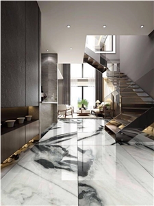 Exotic Panda White Slabs Tile for Villa Decoration