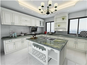Peacock Green Marble Kitchen Bar Top