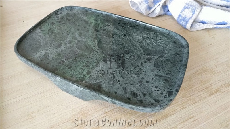 Green Marble Bath Tray, Bath Canister, Soap Dish