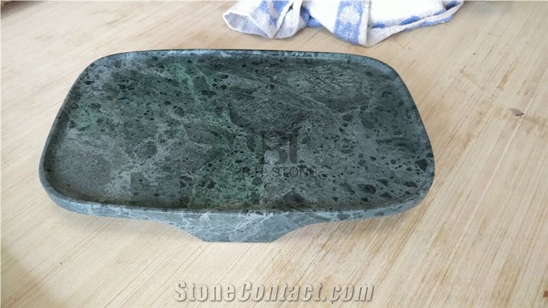 Green Marble Bath Tray, Bath Canister, Soap Dish