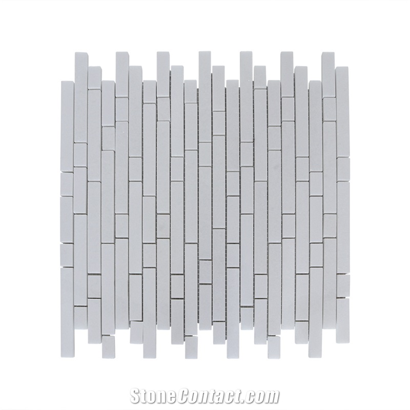 Linear Style Thassos White Marble Linear Mosaic