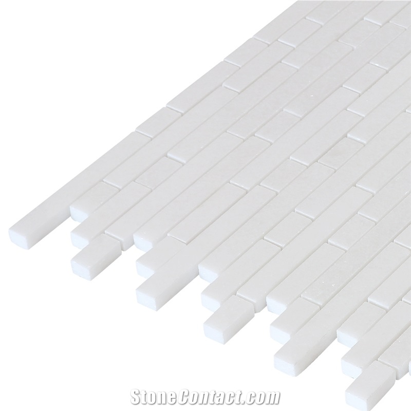 Linear Style Thassos White Marble Linear Mosaic