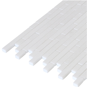 Linear Style Thassos White Marble Linear Mosaic